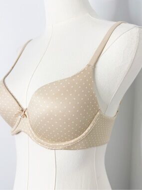 Victoria’s Secret Polka Dot T-Shirt Bra 32C Nude Beige Underwire